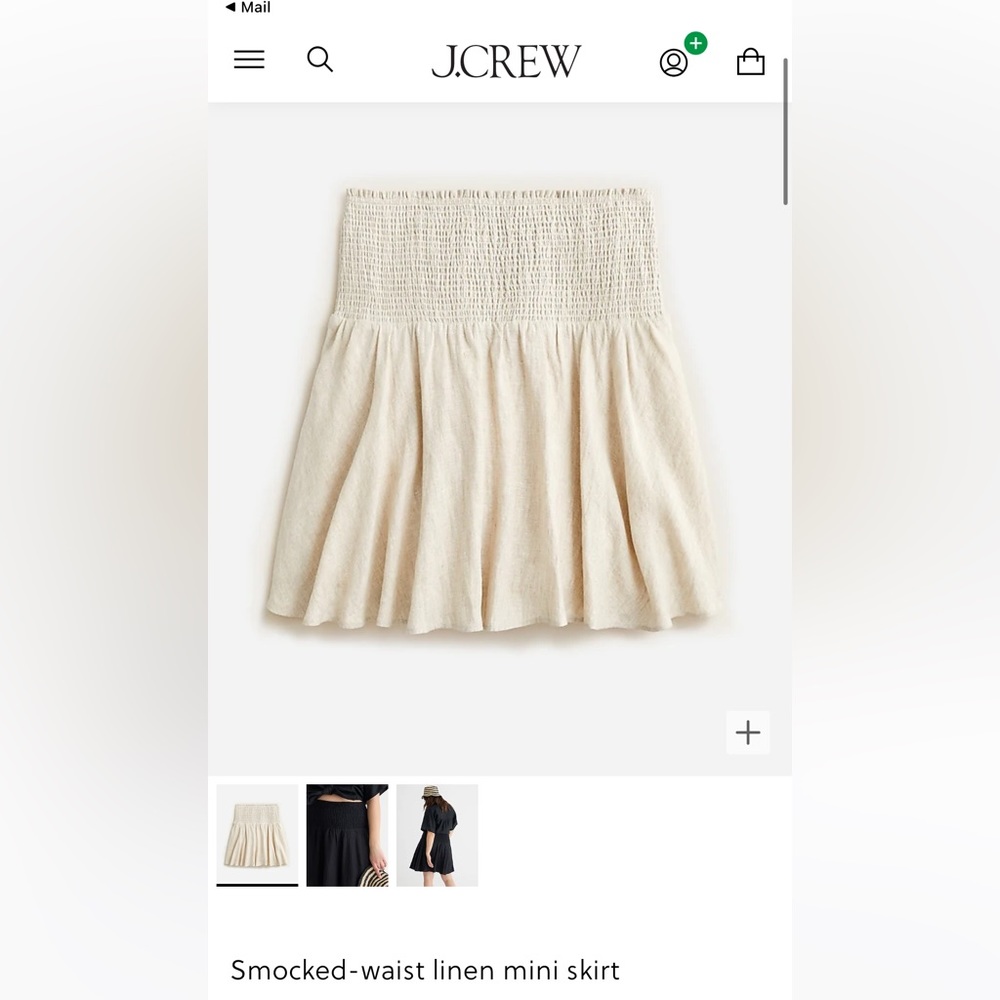 J. Crew smocked waist mini skirt in flax